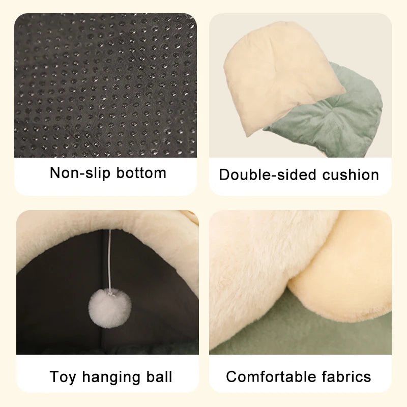 Cueva "Dulces Sueños" para Gatos – Diseño Orejitas con Juguete Integrado