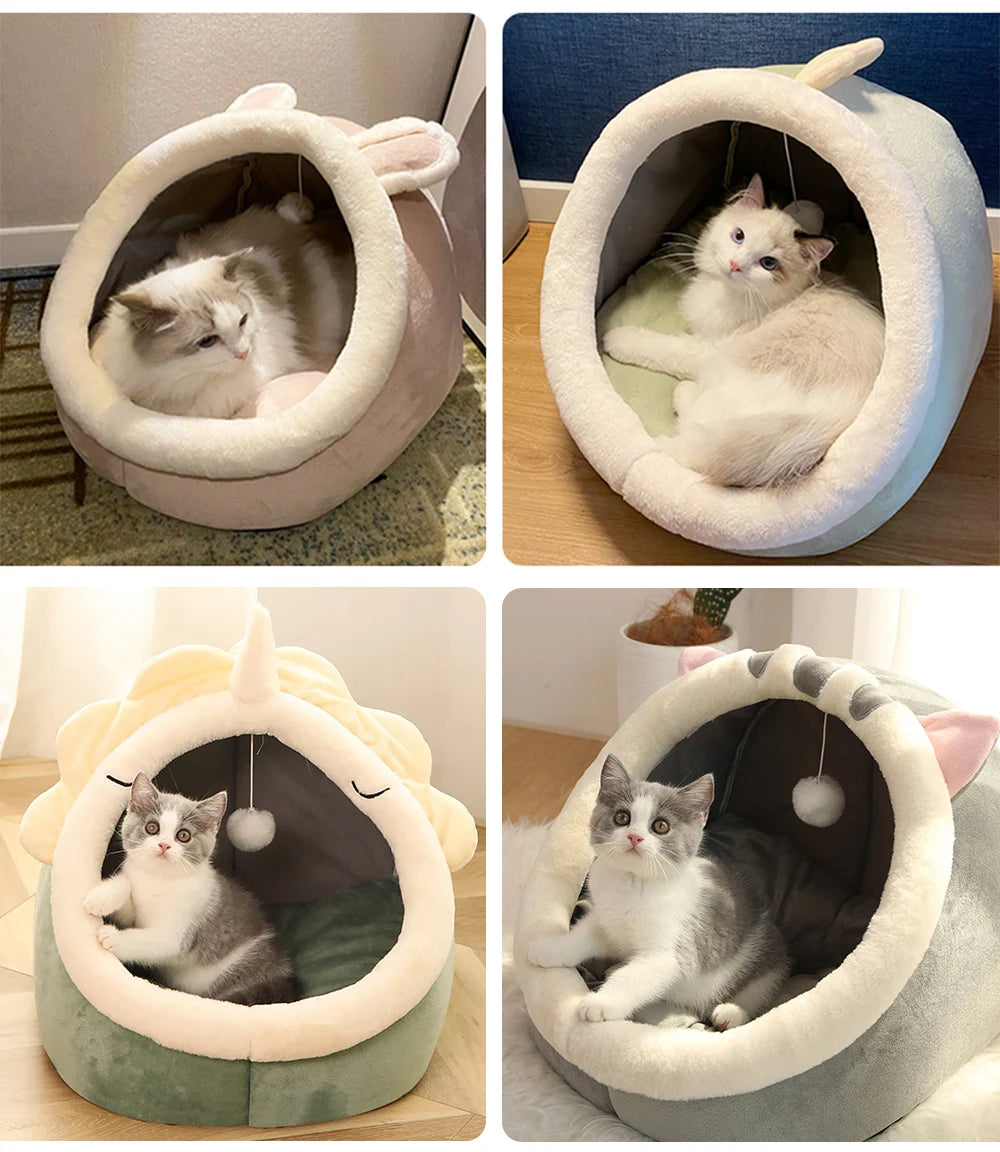 Cueva "Dulces Sueños" para Gatos – Diseño Orejitas con Juguete Integrado