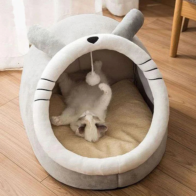 Cueva "Dulces Sueños" para Gatos – Diseño Orejitas con Juguete Integrado